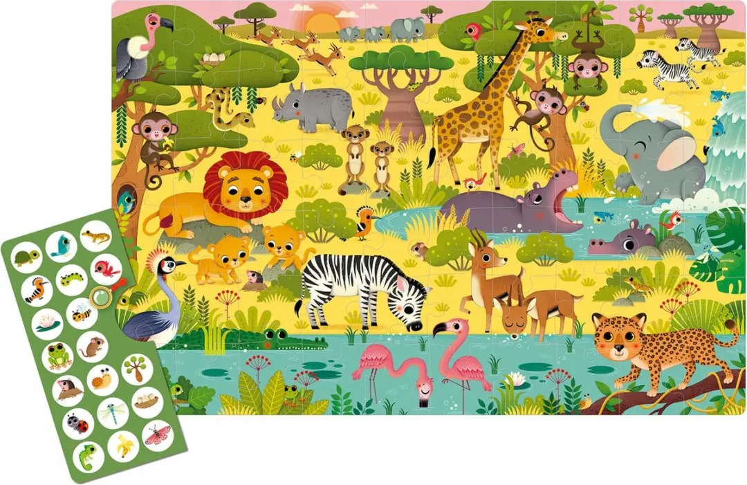 Apli Kids Junior Jungle Observatiepuzzel 60 Stuks - Meerkleurig