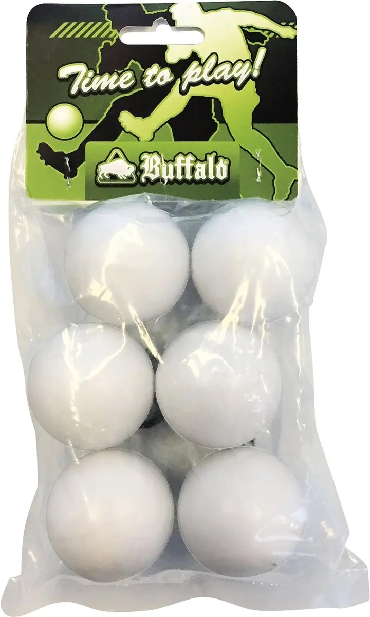 Buffalo tafelvoetbal bal 36 mm glad wit 6 stuks