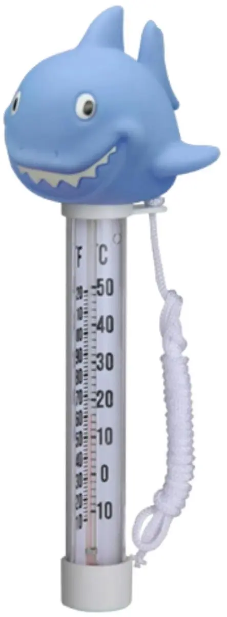 Bellatio Design Funny Zwembadthermometer - Haai - Aqua - 25 cm