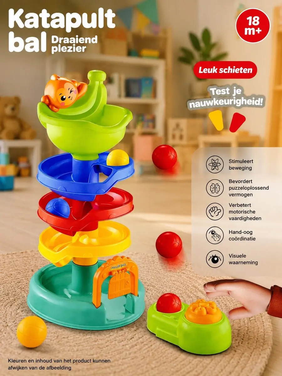 YJ Toys Ballenbaan Katapult - 9 Onderdelen - 30,5cm Hoog - Mix