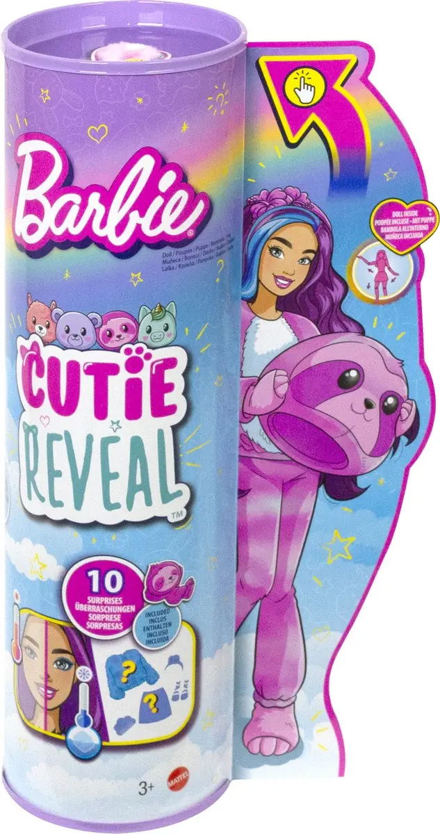 Barbie Cutie Reveal Luiaard Pop HJL59