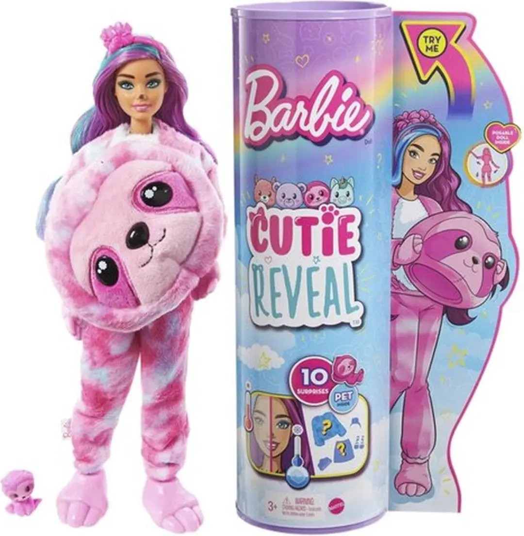 Barbie Cutie Reveal Luiaard Pop HJL59