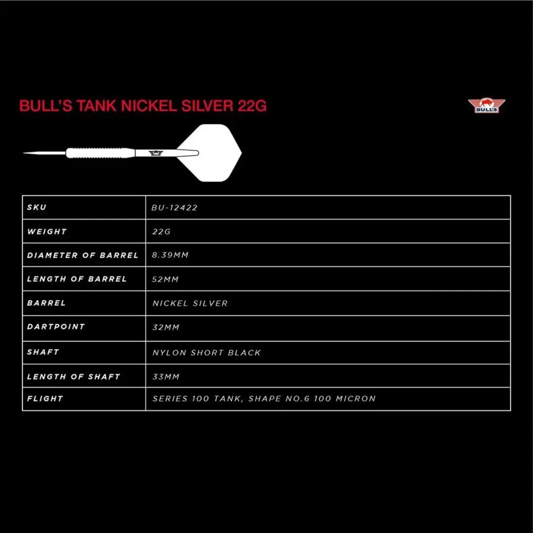 Bull's Tank Nickel Silver Dartpijlen 3 Stuks