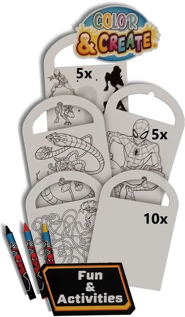 Spider-Man Mini Knutselboek - 20 Pagina's - 5 Kleurplaten - 5 Puzzels - Rood