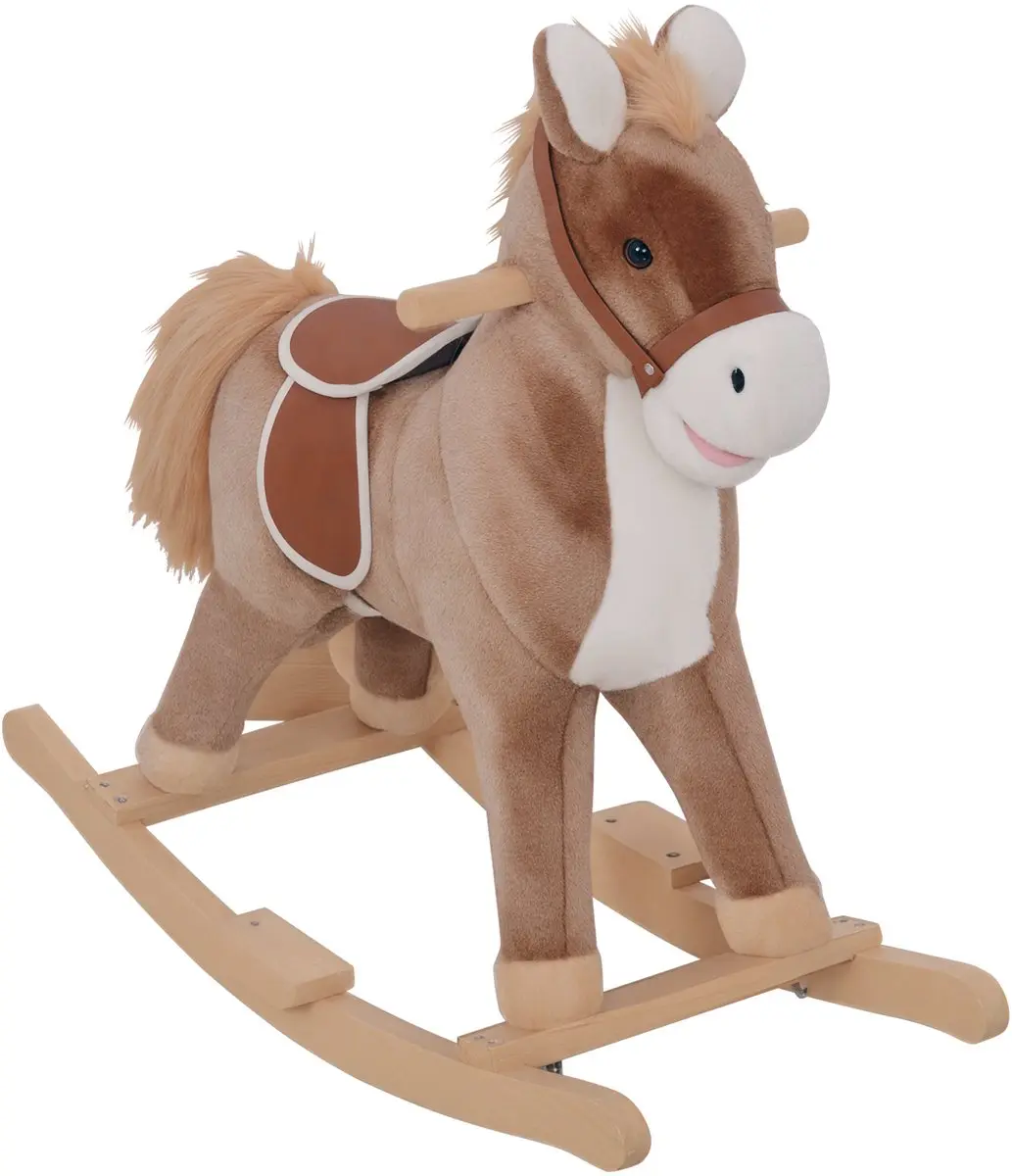 Homcom Kinderschommelpaard Hout 74x33x62cm Bruin