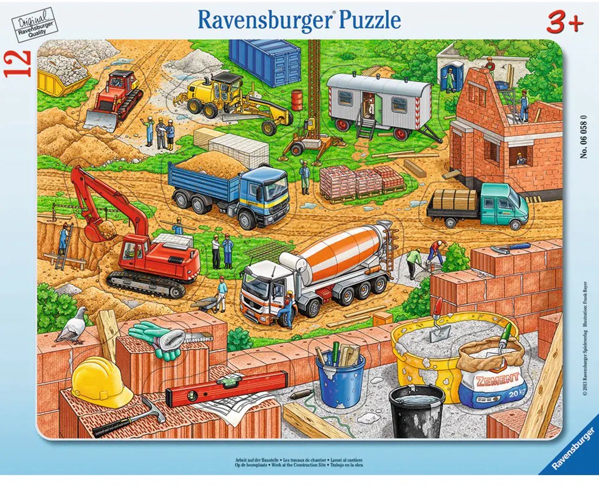 Ravensburger puzzel Rahmenpuzzel - Arbeit auf der Baustelle - 12 stukjes.