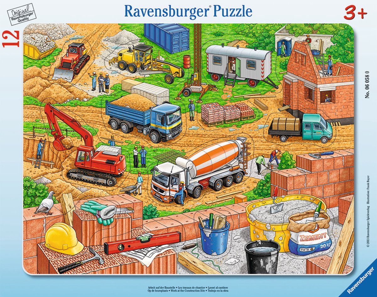 Ravensburger puzzel Rahmenpuzzel - Arbeit auf der Baustelle - 12 stukjes.