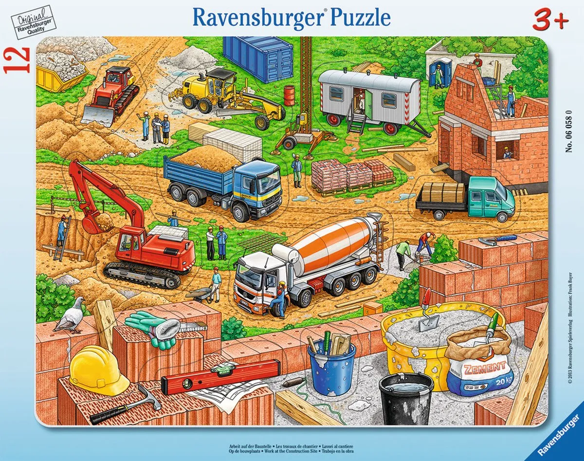 Ravensburger Arbeit auf der Baustelle Puzzel 12 Stuks