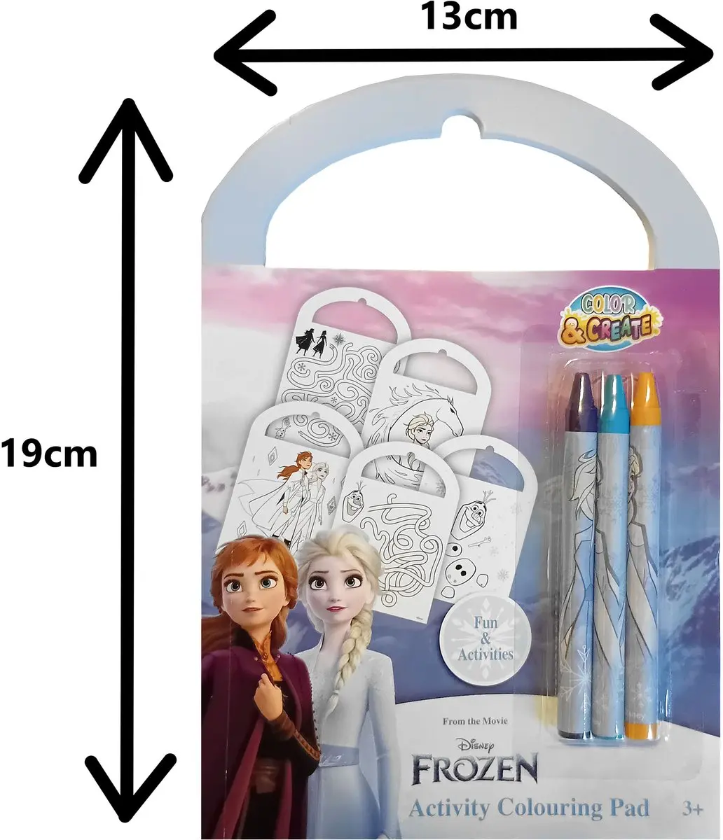 Disney Frozen Mini Activiteitenboek - 20 Pagina's - 5 Puzzels - 3 Waskrijtjes - Blauw