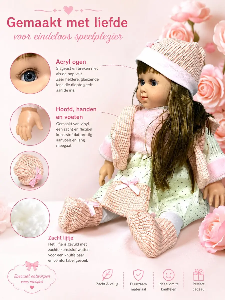 Ledy Toys CUFAN Vinyl Pop 9918A - Roze-wit - 40 cm