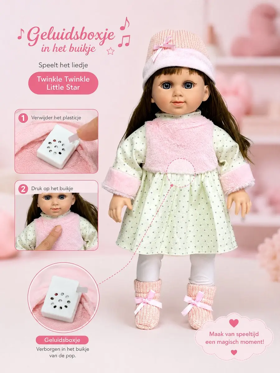Ledy Toys CUFAN Vinyl Pop 9918A - Roze-wit - 40 cm