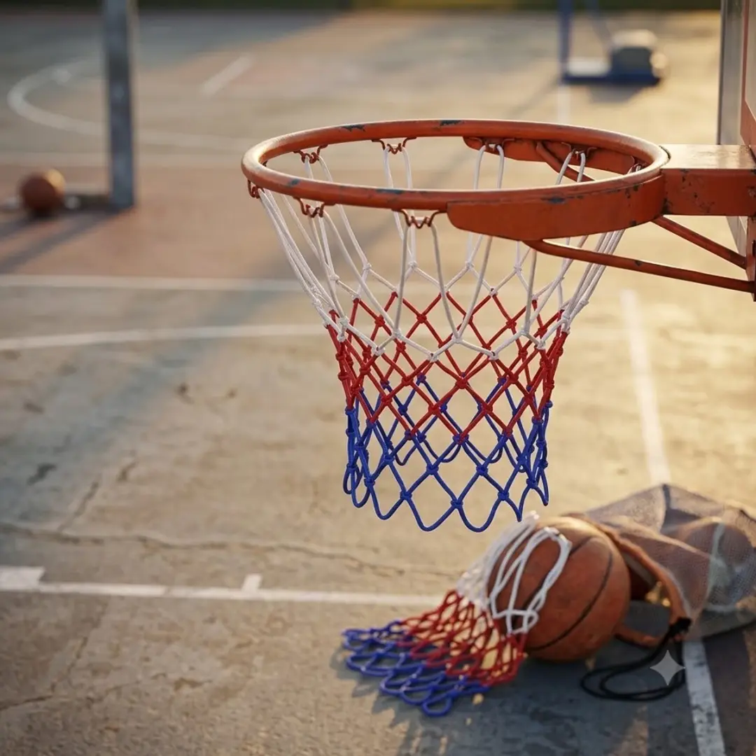 NuveX Basketbalnet - 2 Stuks - Rood/Wit/Blauw - Heavy Duty