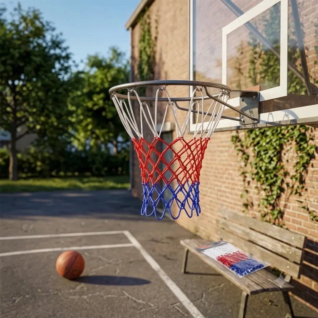 NuveX Basketbalnet - 2 Stuks - Rood/Wit/Blauw - Heavy Duty