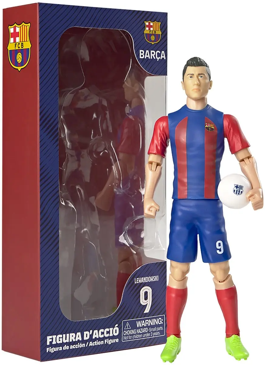 Van der Meulen FC Barcelona Robert Lewandowski Voetbalfiguur 20cm - Blauw/Rood