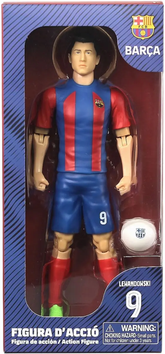 Van der Meulen FC Barcelona Robert Lewandowski Voetbalfiguur 20cm - Blauw/Rood - afbeelding 6 van 6