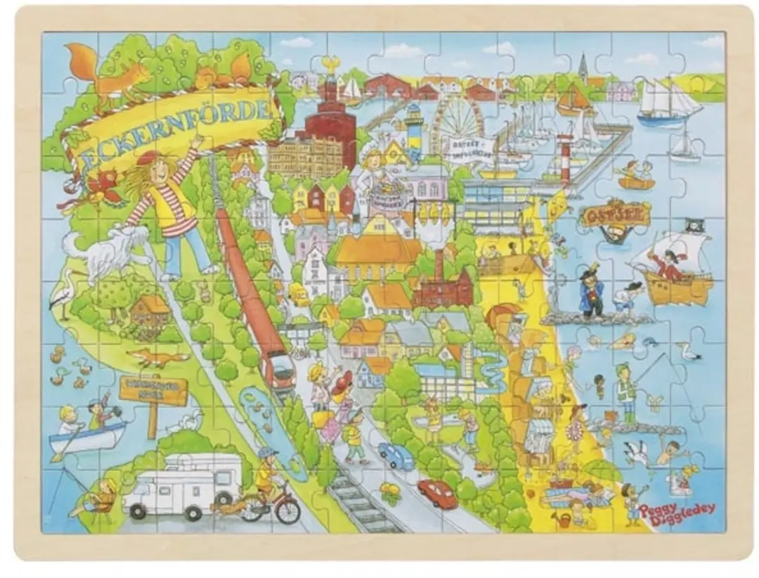 Goki houten puzzel Peggy Diggledey Eckernfoerde 96 stukjes kinderpuzzel.