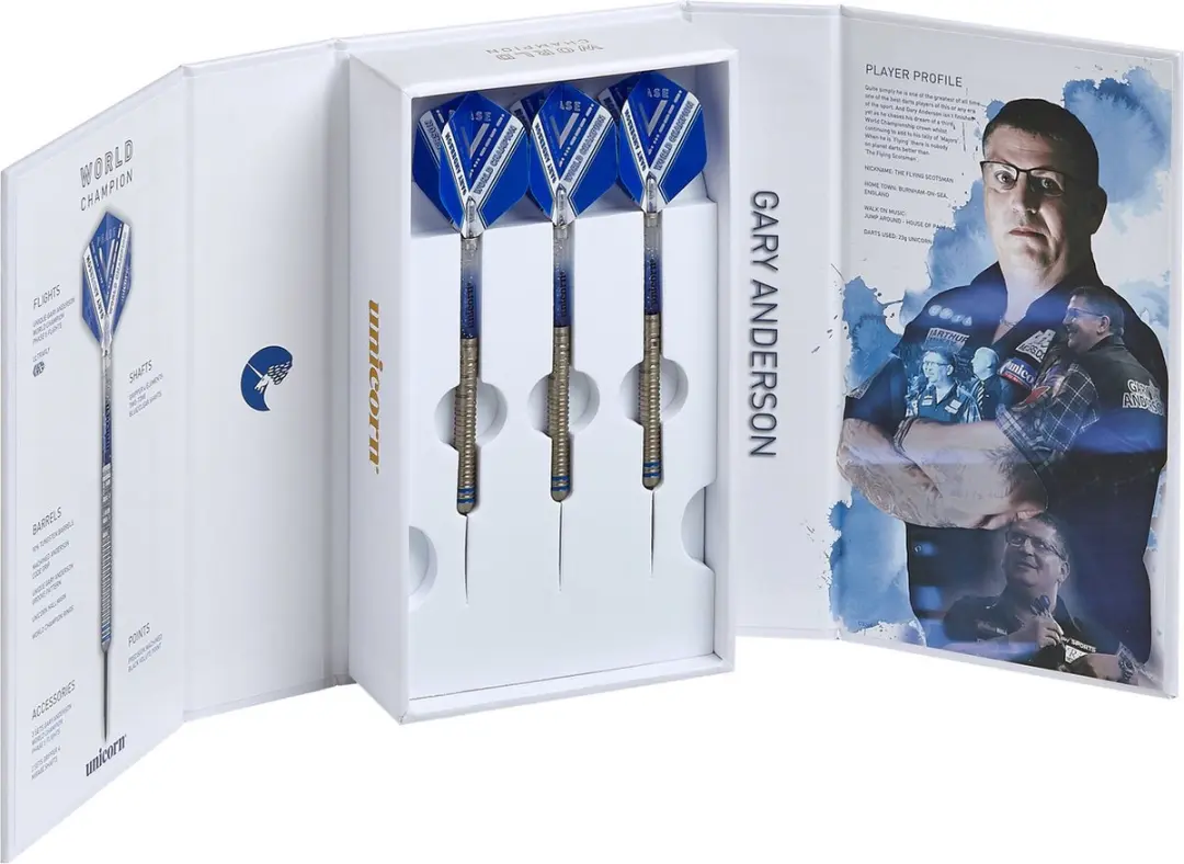 Unicorn Gary Anderson W.C. Phase 5 Dartpijlen - 3 Stuks - Blauw/Zilver