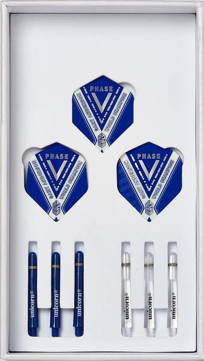 Unicorn Gary Anderson W.C. Phase 5 Dartpijlen - 3 Stuks - Blauw/Zilver
