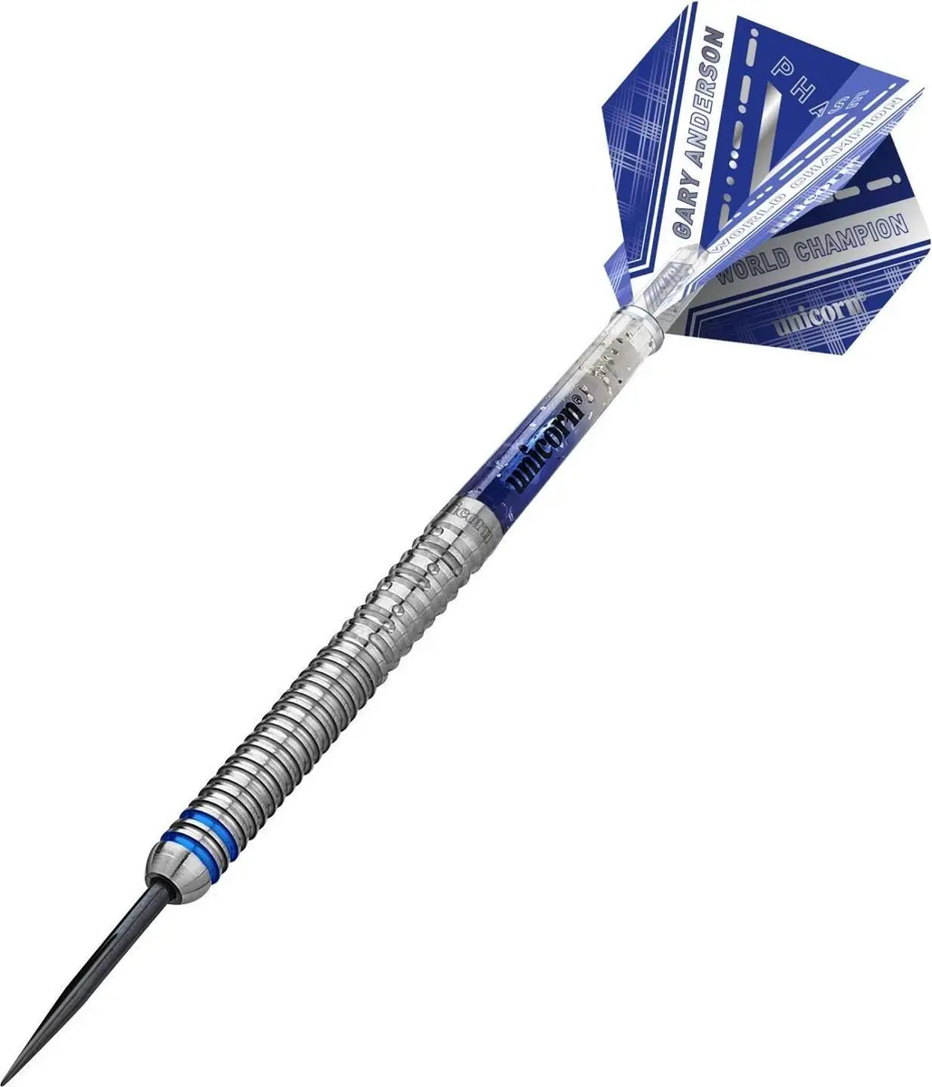 Unicorn Gary Anderson W.C. Phase 5 Dartpijlen - 3 Stuks - Blauw/Zilver