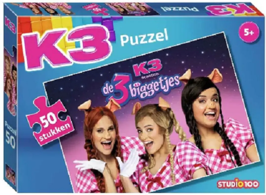 K3 Puzzel De 3 Biggetjes - 50 Stukjes Blauw