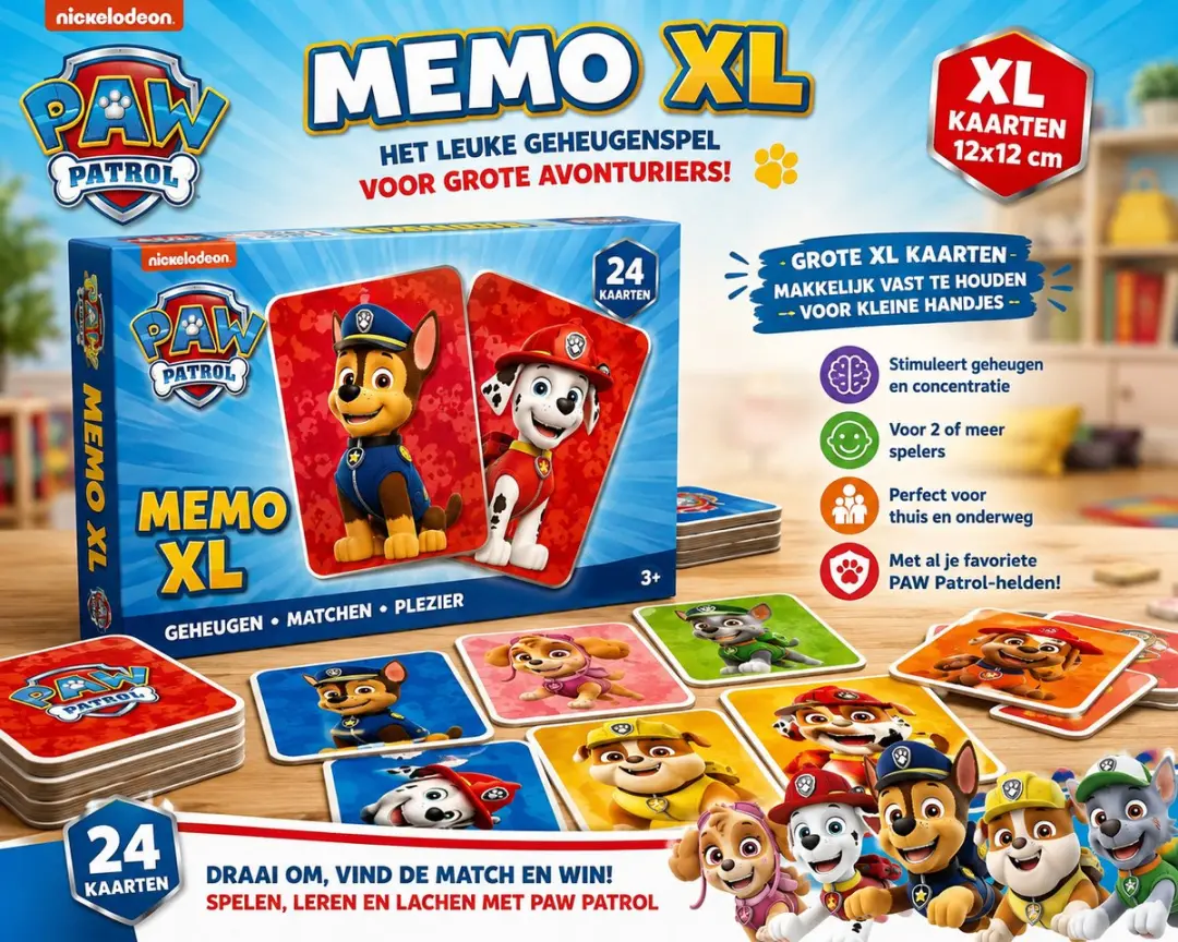 Toy Universe PAW Patrol Memo XL Geheugenspel - 24 Grote Kaarten