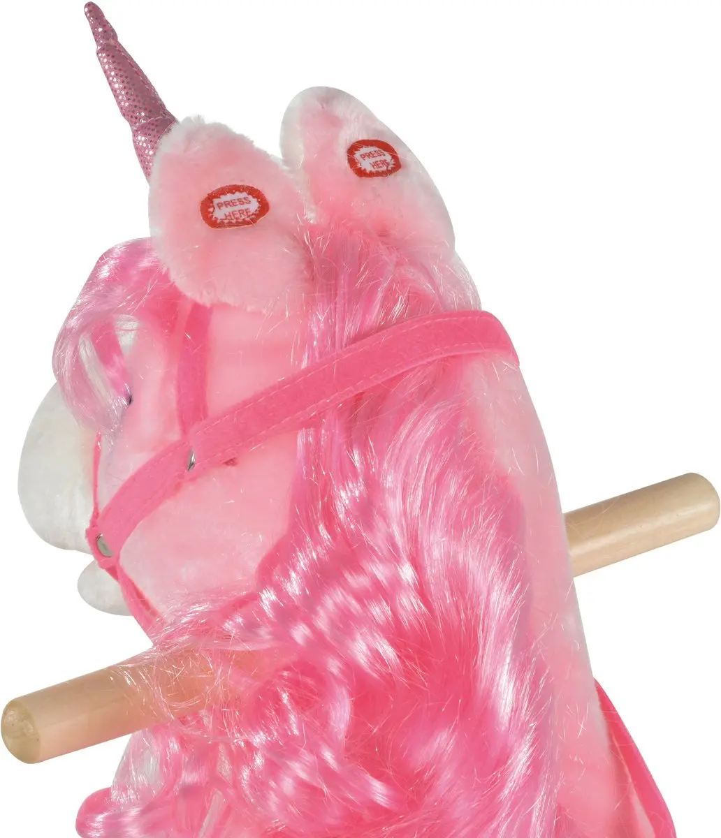 Homcom Kinderschommelpaard Hout 74x33x62cm Roze - afbeelding 4 van 6