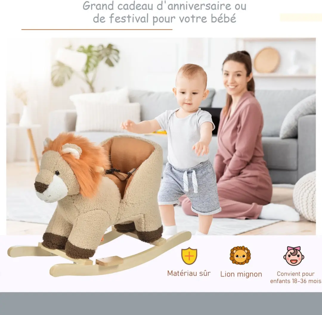 Homcom Houten Kinderschommelpaard 68x35x50cm - Bruin