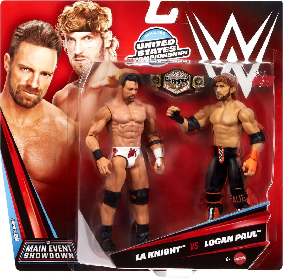 Mattel WWE LA Knight vs Logan Paul Figuren - 2 Stuks - Meerkleurig