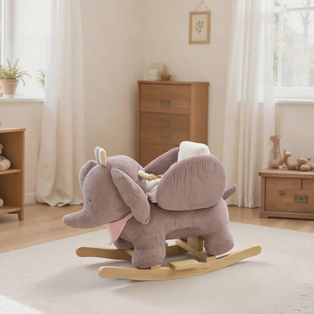 ECTEATOY Hobbelpaard Schommelolifant Bruin 65cm - afbeelding 4 van 6