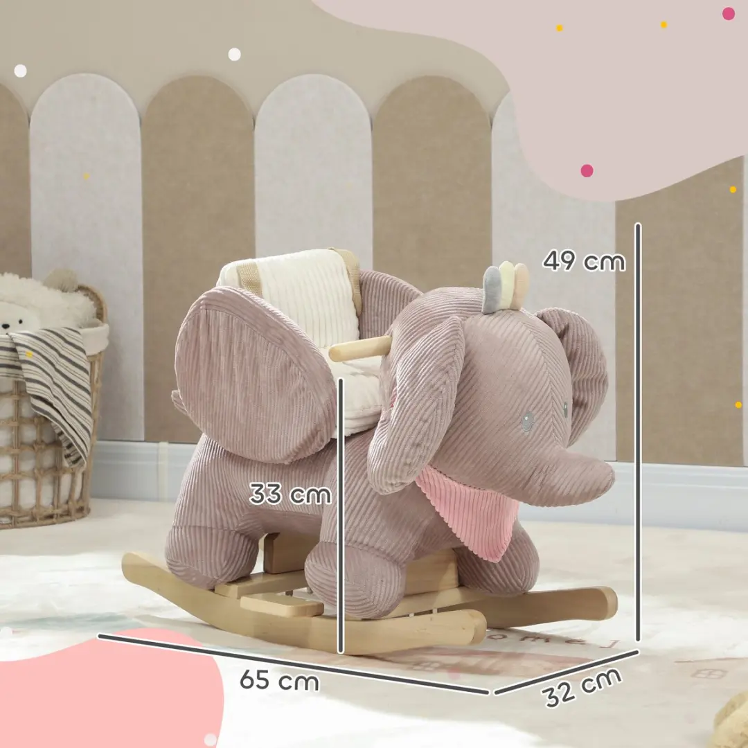 ECTEATOY Hobbelpaard Schommelolifant Bruin 65cm - afbeelding 5 van 6