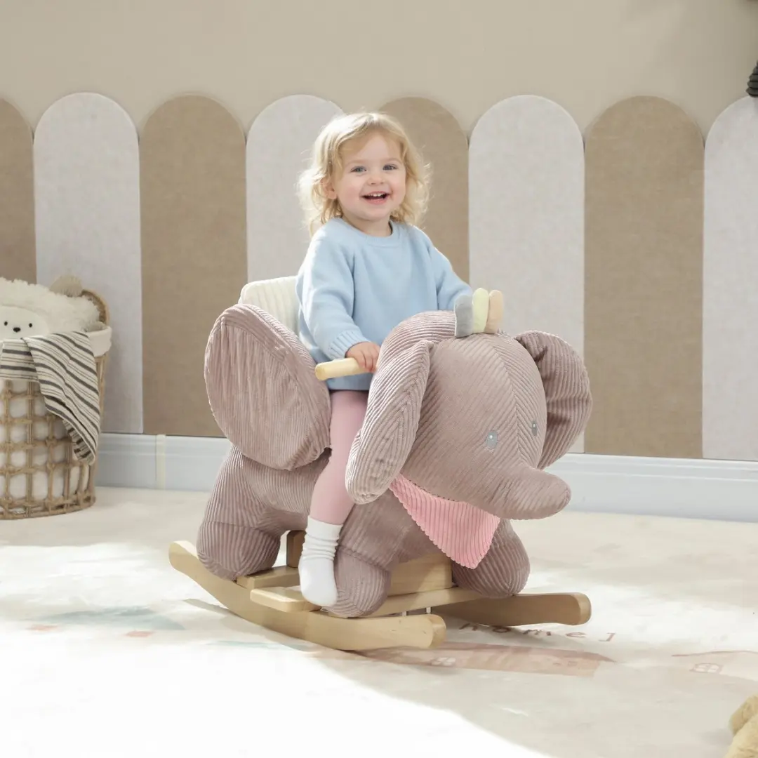ECTEATOY Hobbelpaard Schommelolifant Bruin 65cm - afbeelding 3 van 6
