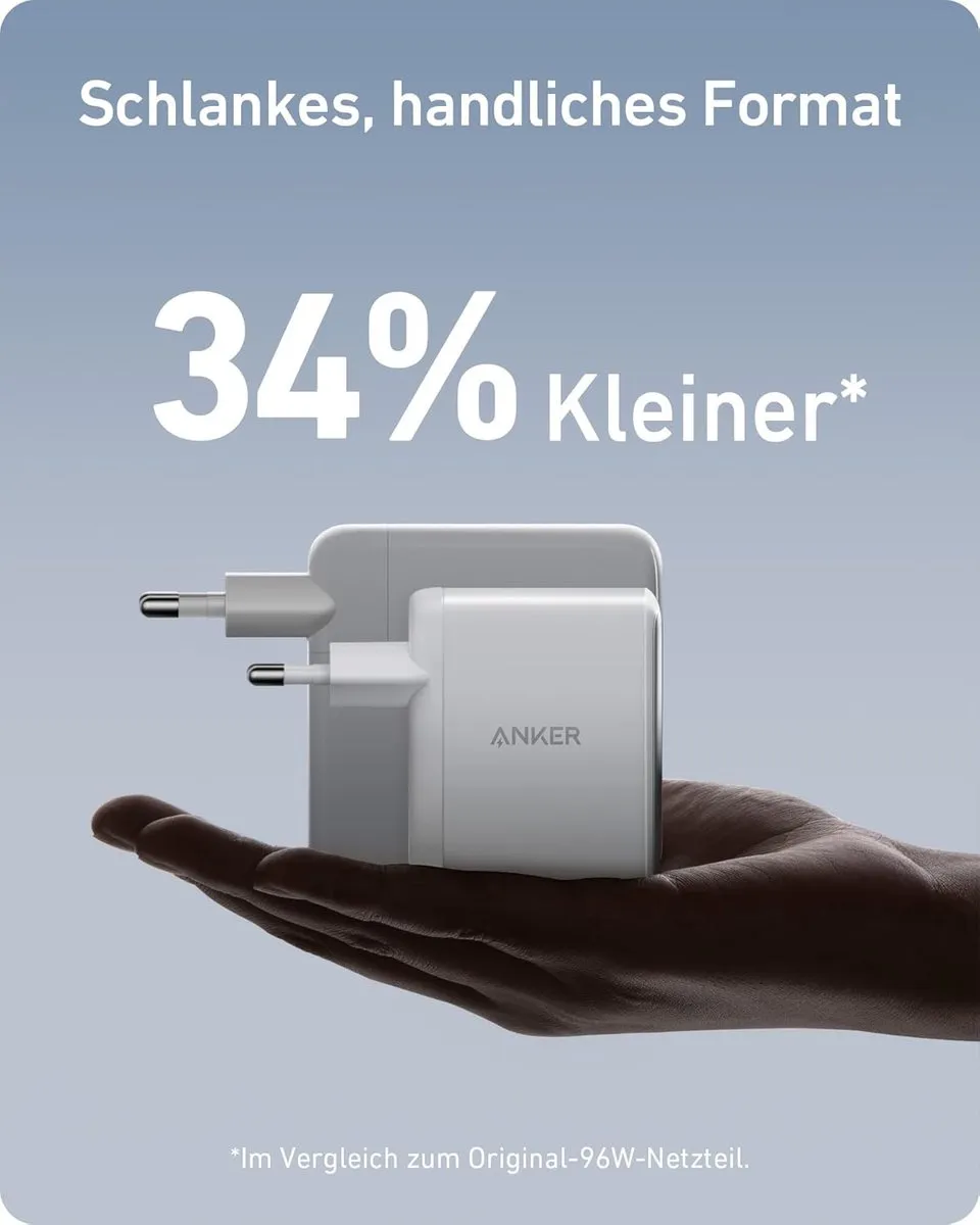 Anker 736 Nano II 100W USB-C Oplader - 3 Poorten - Wit - afbeelding 5 van 6
