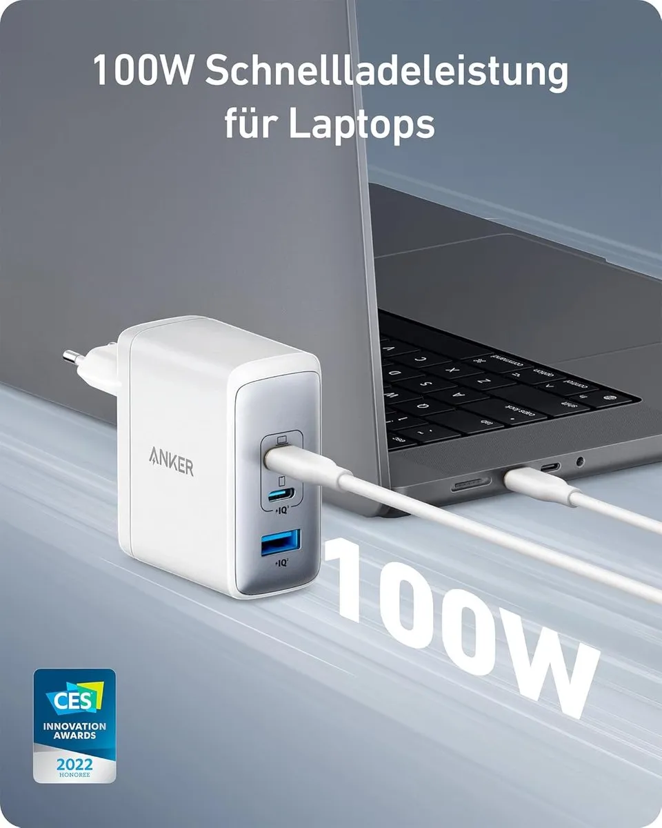 Anker 736 Nano II 100W USB-C Oplader - 3 Poorten - Wit - afbeelding 4 van 6
