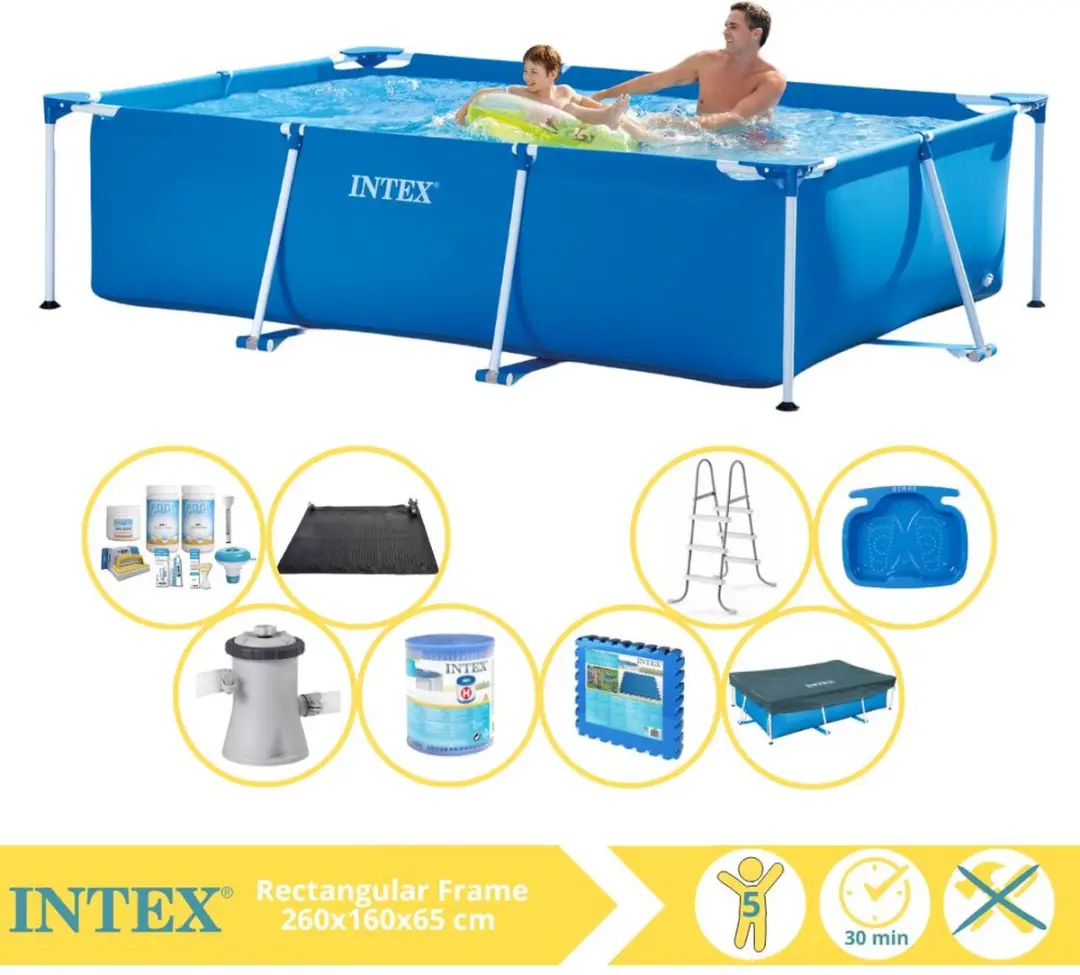 Intex 28271NP-Blauw Rechthoekig Frame Zwembad 260x160cm