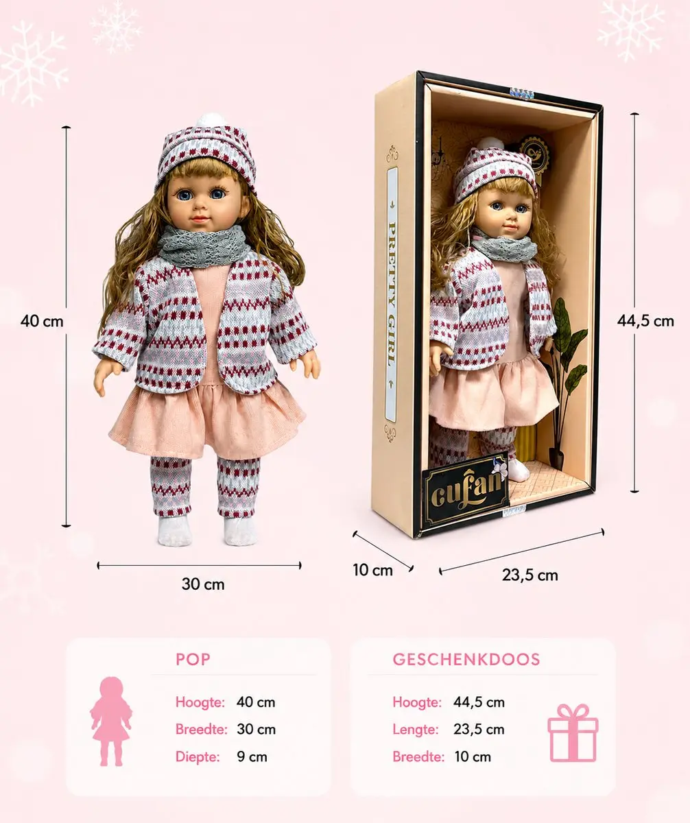 Ledy Toys CUFAN Knuffelpop 40cm - Roze