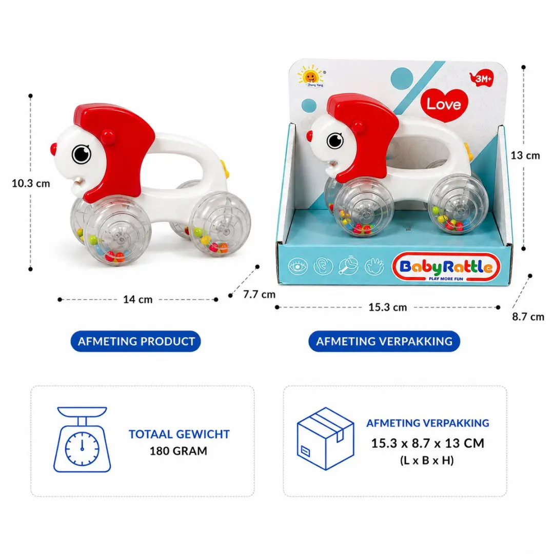 Ledy Toys Leeuwtje Rammelaar - Wit - afbeelding 2 van 4