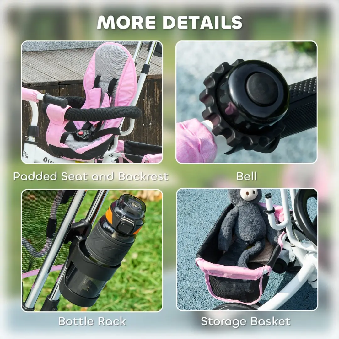 ECTEATOY 6-in-1 Driewieler Roze - 25 kg - afbeelding 6 van 6