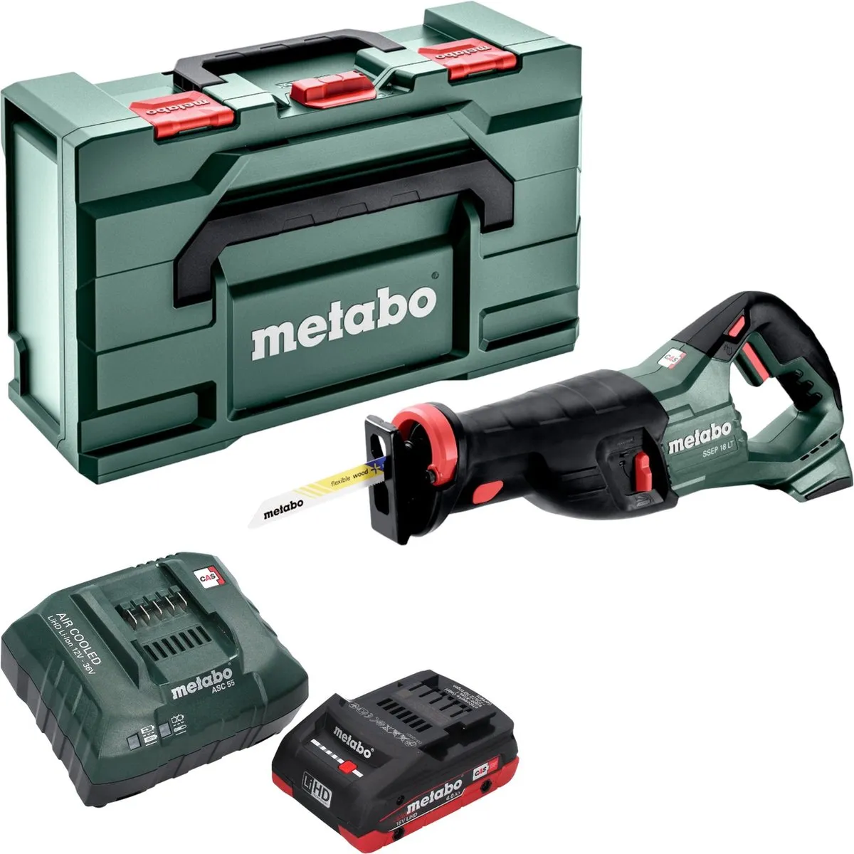 Metabo SSEP 18 LT accu-reciprozaag 18 V 32 mm + 1x LiHD-accu 4,0 Ah + oplader + Metabox