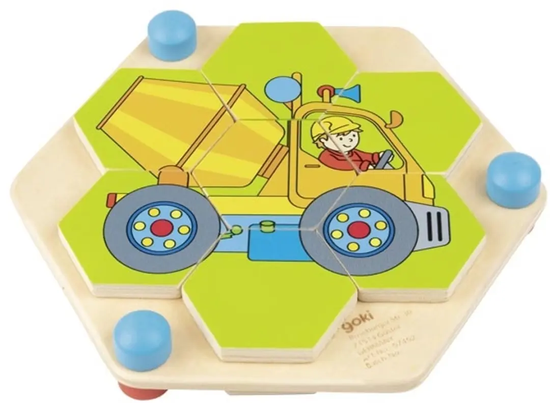 Goki Junior Bouwwerf Vormenpuzzel 17x20cm - 7-delig - Multicolor