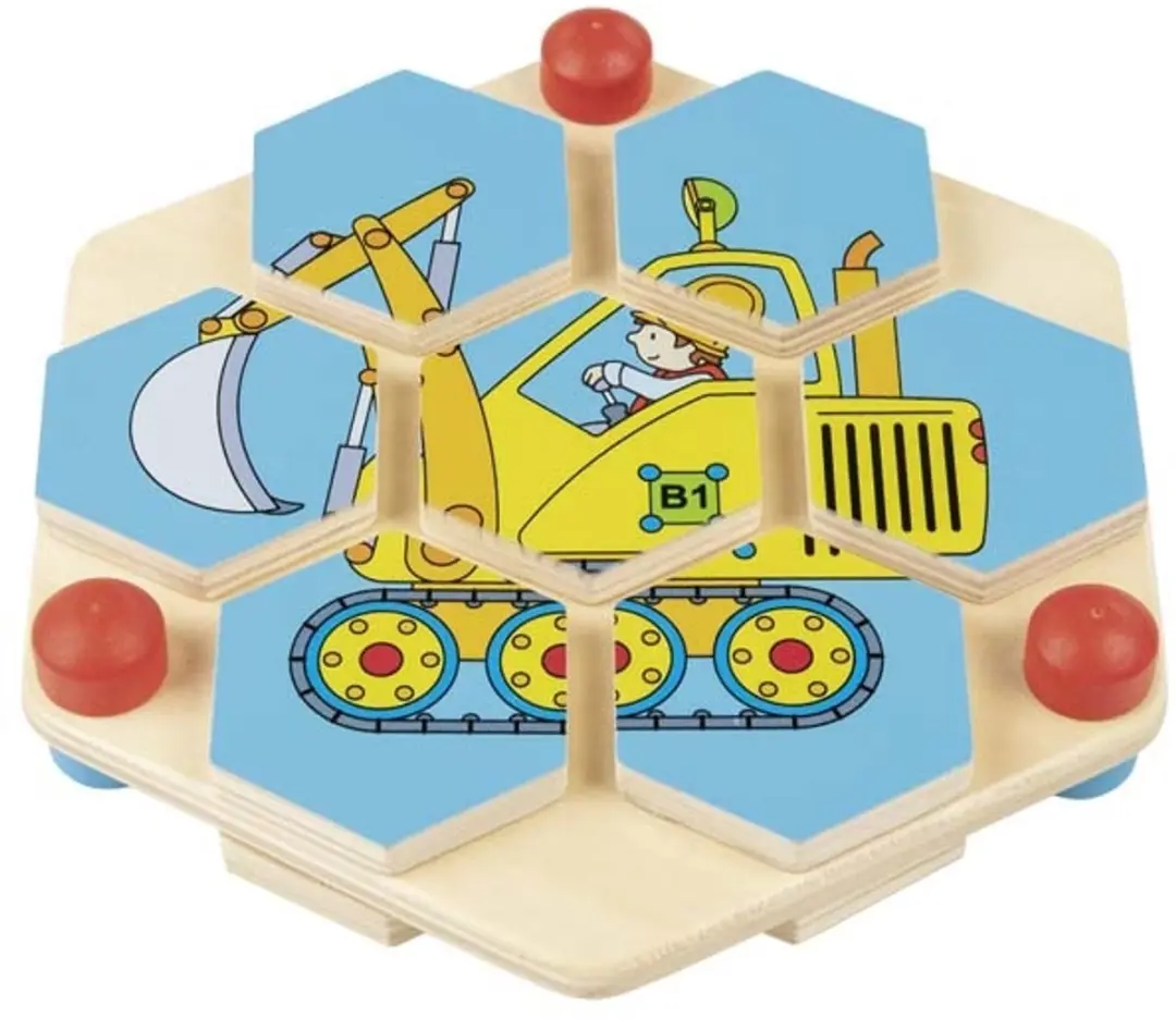 Goki Junior Bouwwerf Vormenpuzzel 17x20cm - 7-delig - Multicolor