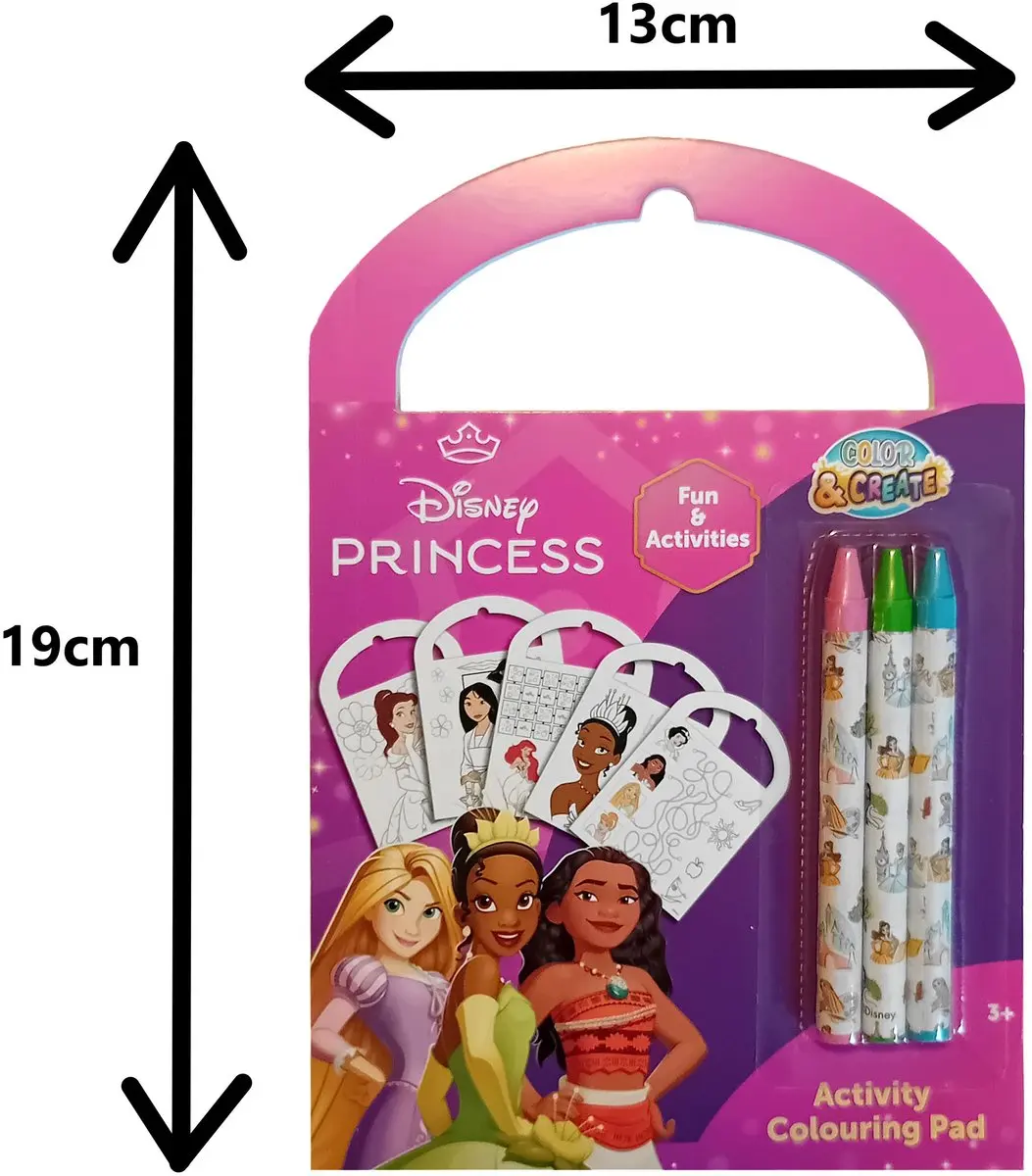 Disney Princess Mini Activiteitenboek - Roze - 20 Pagina's - 3 Waskrijtjes