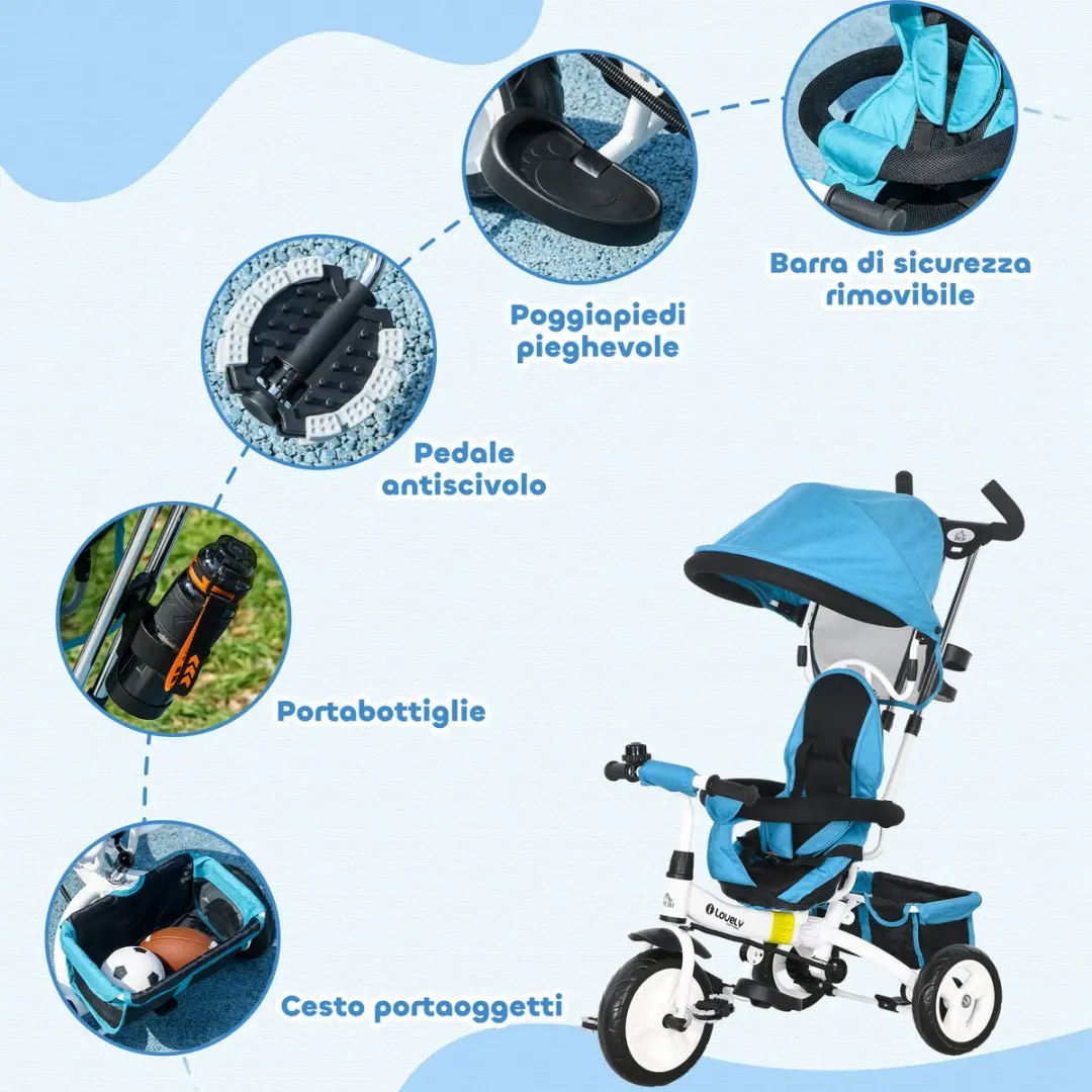 ECTEATOY 6-in-1 Driewieler Blauw - afbeelding 6 van 6