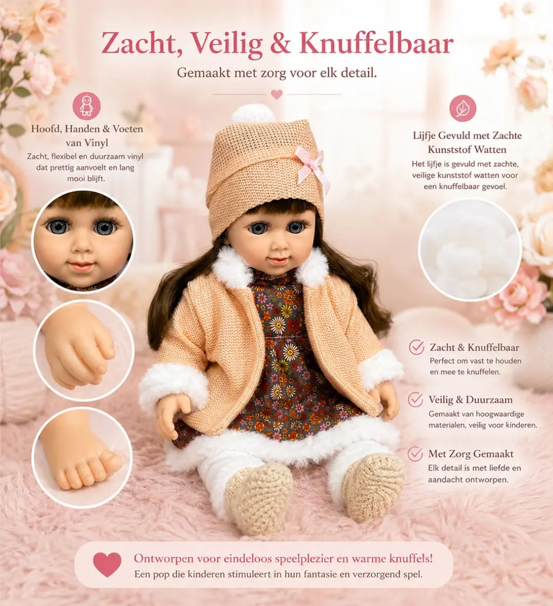 Ledy Toys CUFAN Knuffelpop 40cm - Bruin