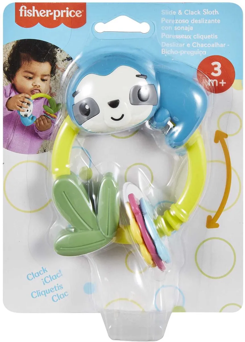 Fisher-Price Luiaard Rammelaar - Blauw/ Groen