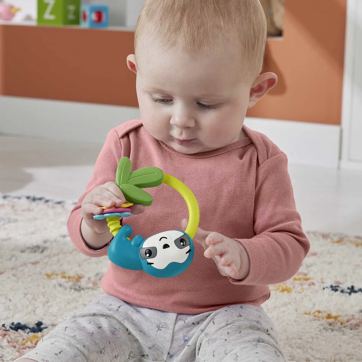Fisher-Price Luiaard Rammelaar - Blauw/ Groen