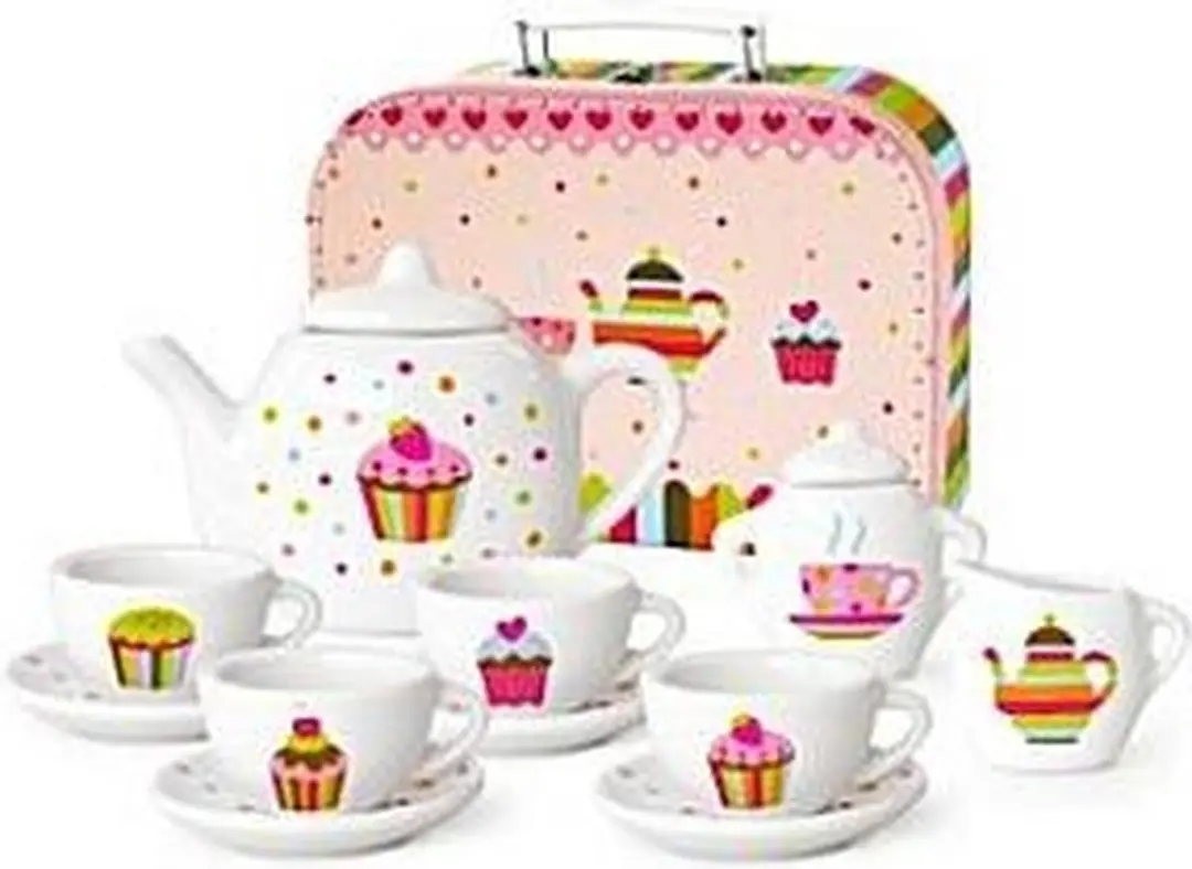 Simply for Kids Porseleinen Theeservies Cupcake - Kleurenmix