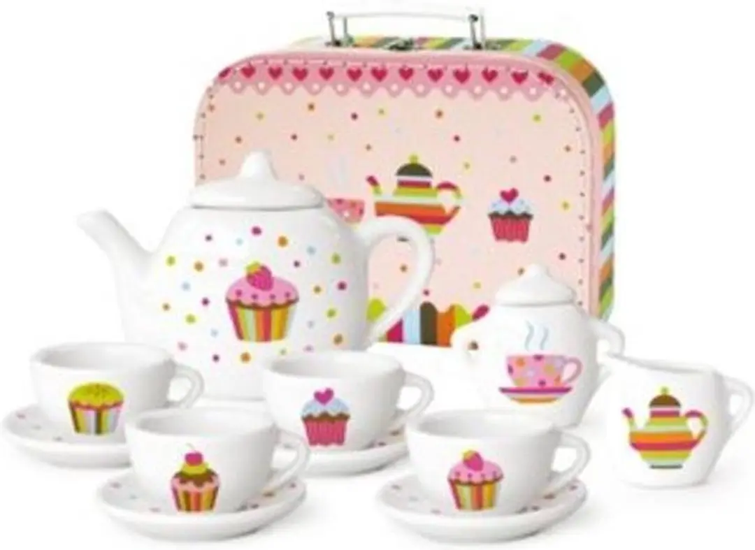 Simply for Kids Porseleinen Theeservies Cupcake - Kleurenmix