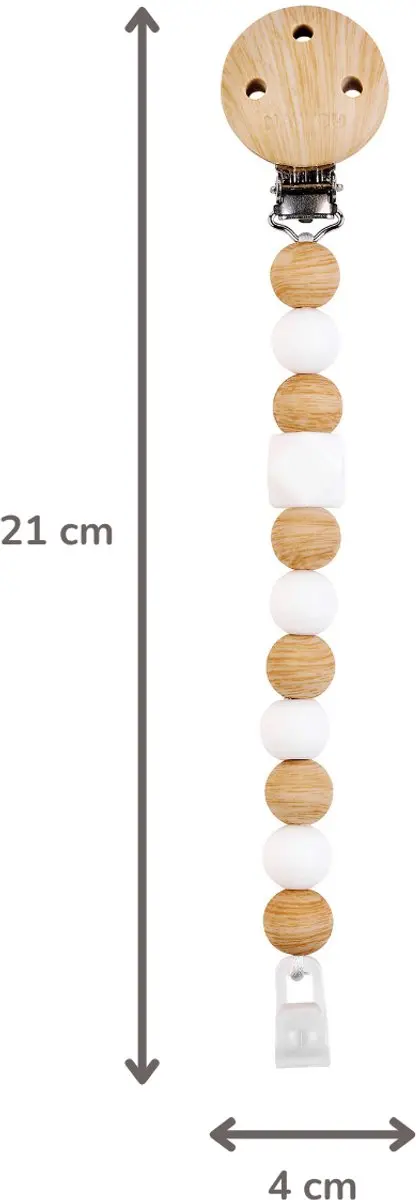 Nattou Silicone Speenkoord 30cm - Beige/Wit Gestipt - afbeelding 6 van 6