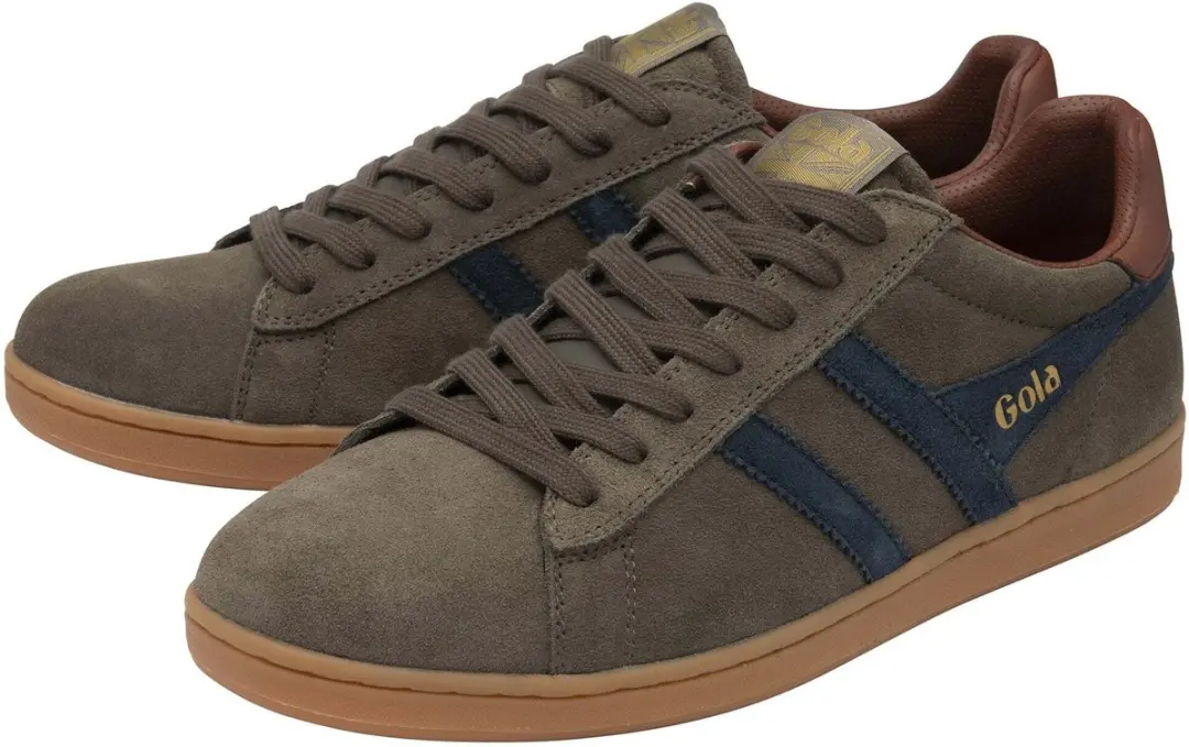 Gola Equipe II Suede Trainers - Donker Taupe/Marineblauw/Roest