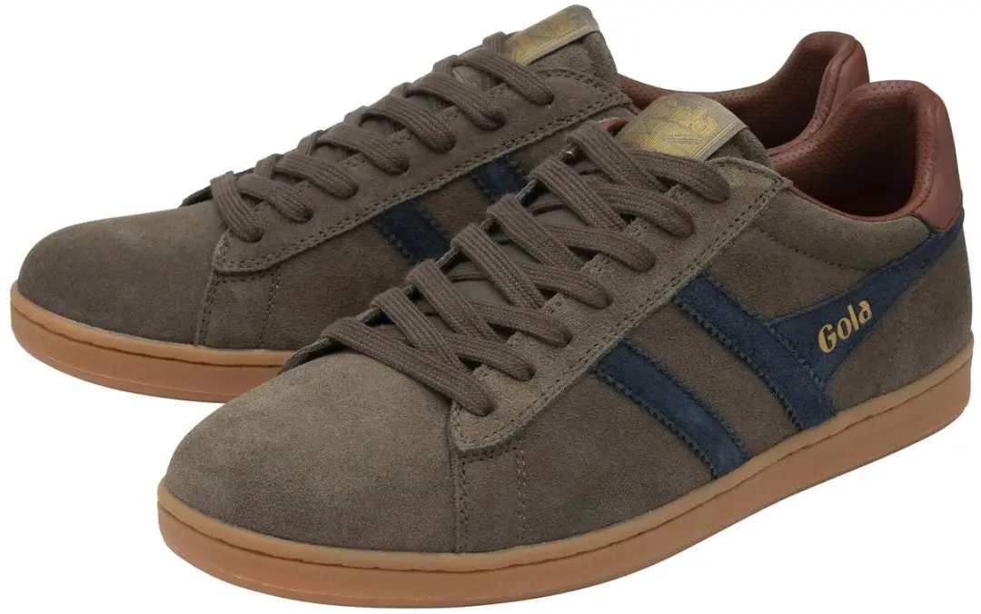 Gola Equipe II Suede Trainers - Donker Taupe/Marineblauw/Roest
